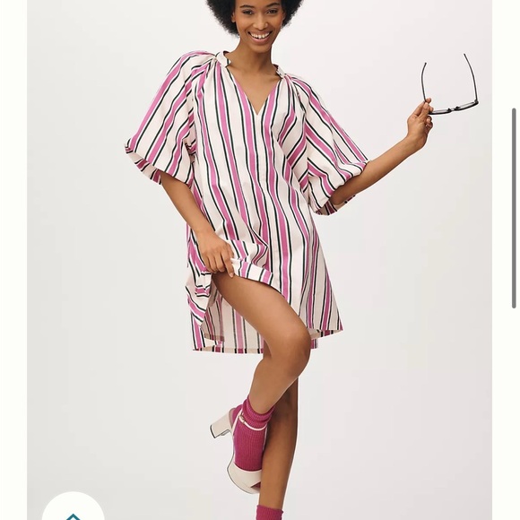 Bel Kazan Tops - Bel Kazan Anthropologie women’s xs/s puff sleeve striped mini kaftan dress